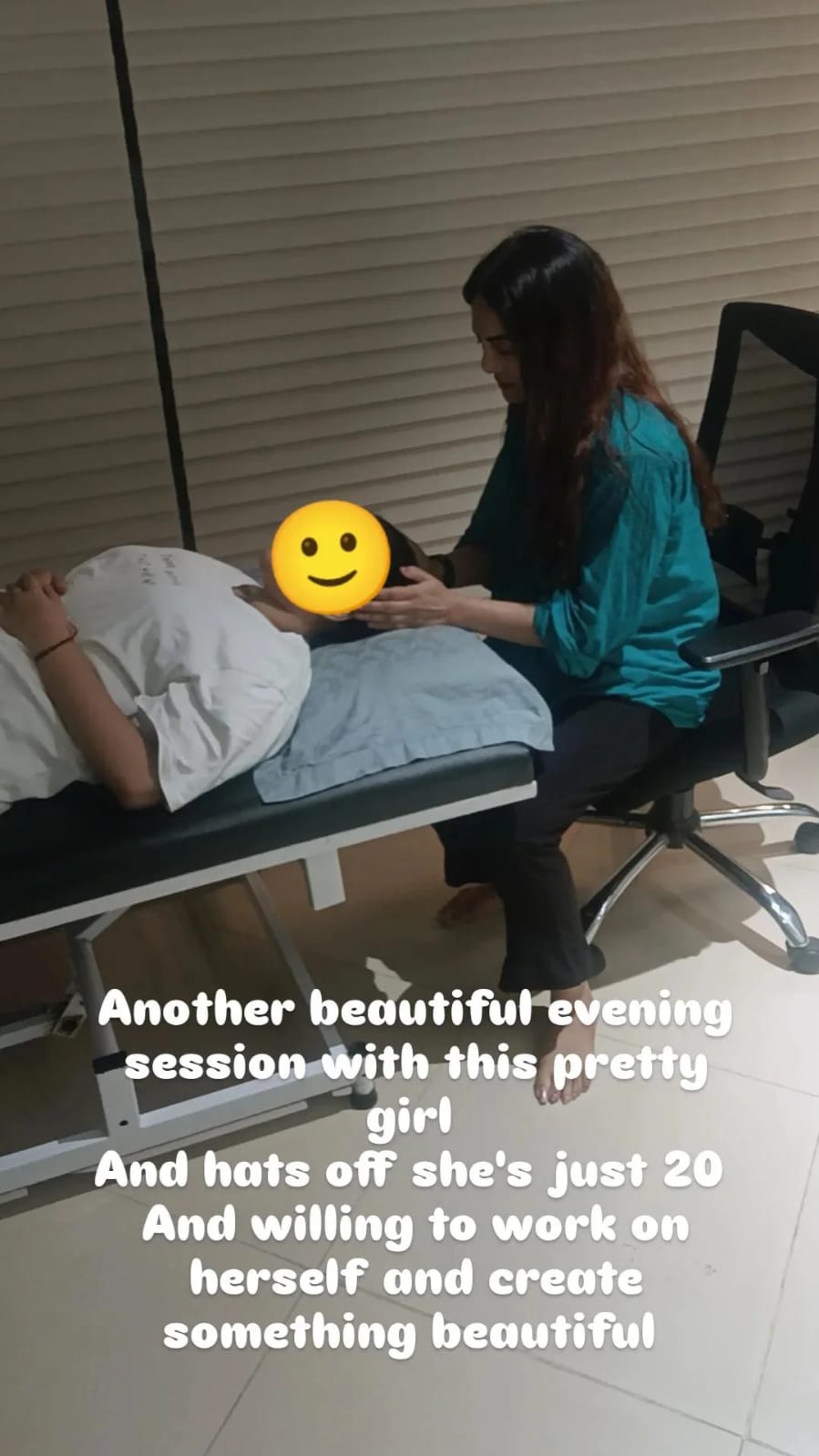 A serene therapy environment — light, calm, held